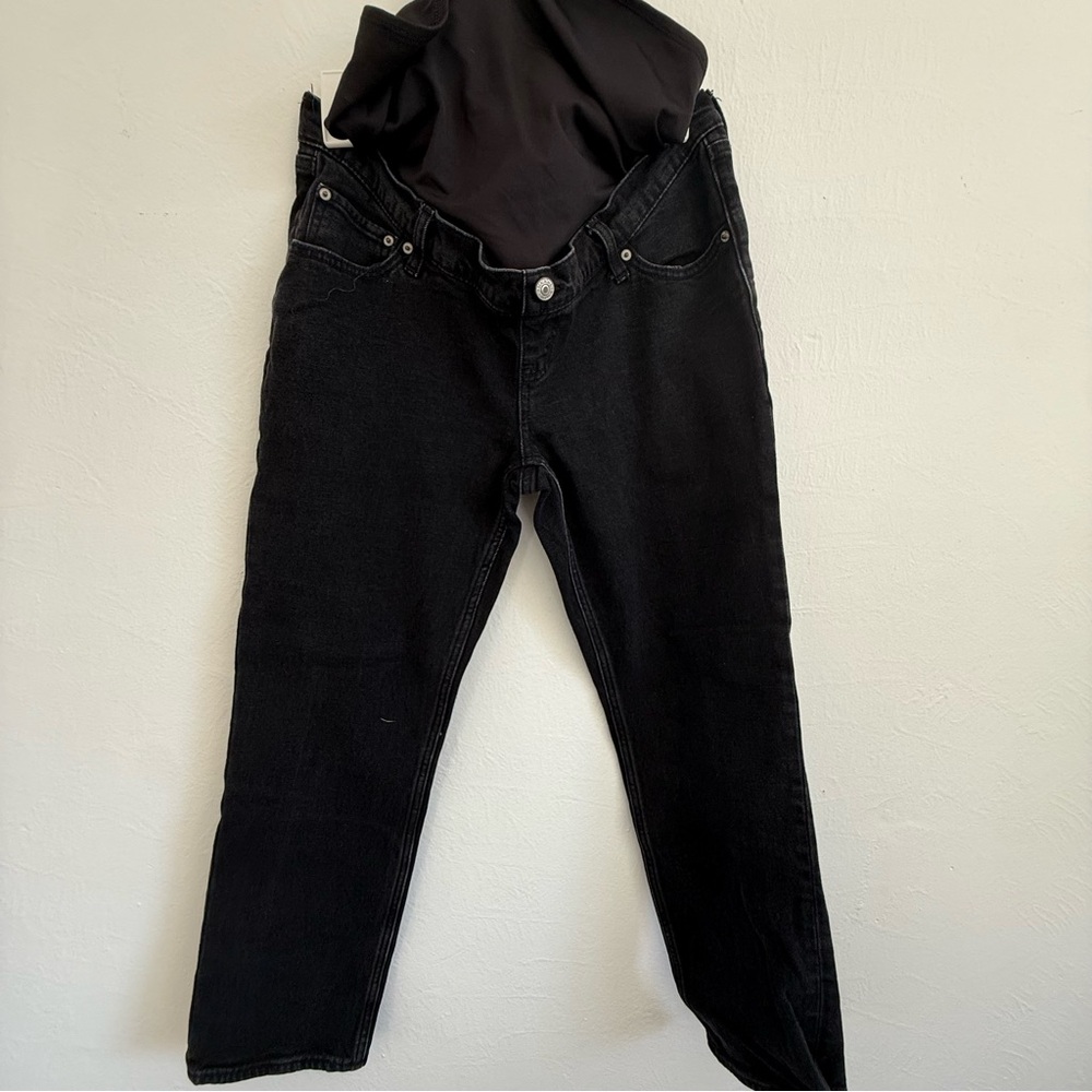 A&F Maternity Black Ankle Straight Jeans